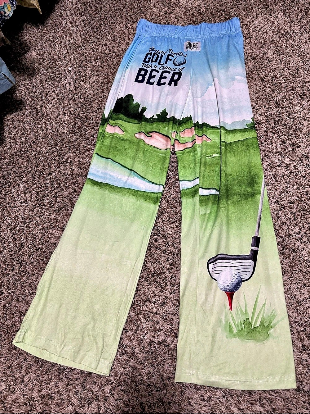 Sleep pants- Golf Course Print Wide Leg Pants in Green & Blue